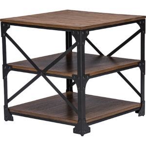Greyson 2 Shelves End Table - Antique Bronze, Brown 