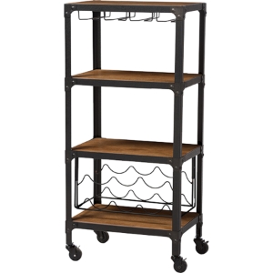 Swanson Mobile Kitchen Bar Wine Cabinet - Antique Black, Antiqued Bronze 