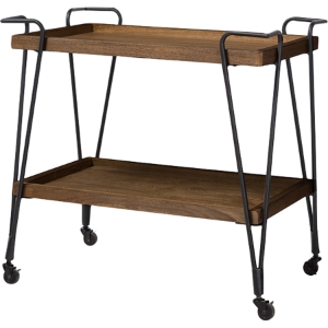 Laydon Mobile Serving Bar Cart - Black, Brown 