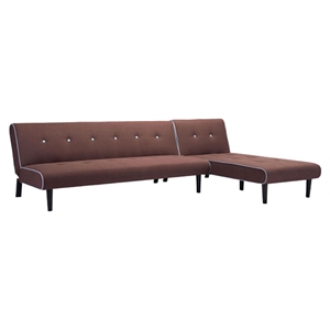 Greco Sleeper Sectional - Mocha with Blue Trim 