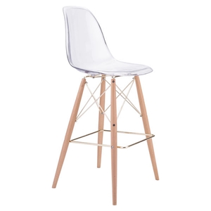 Shadow Bar Chair - Backless, Transparent, Natural and Gold 
