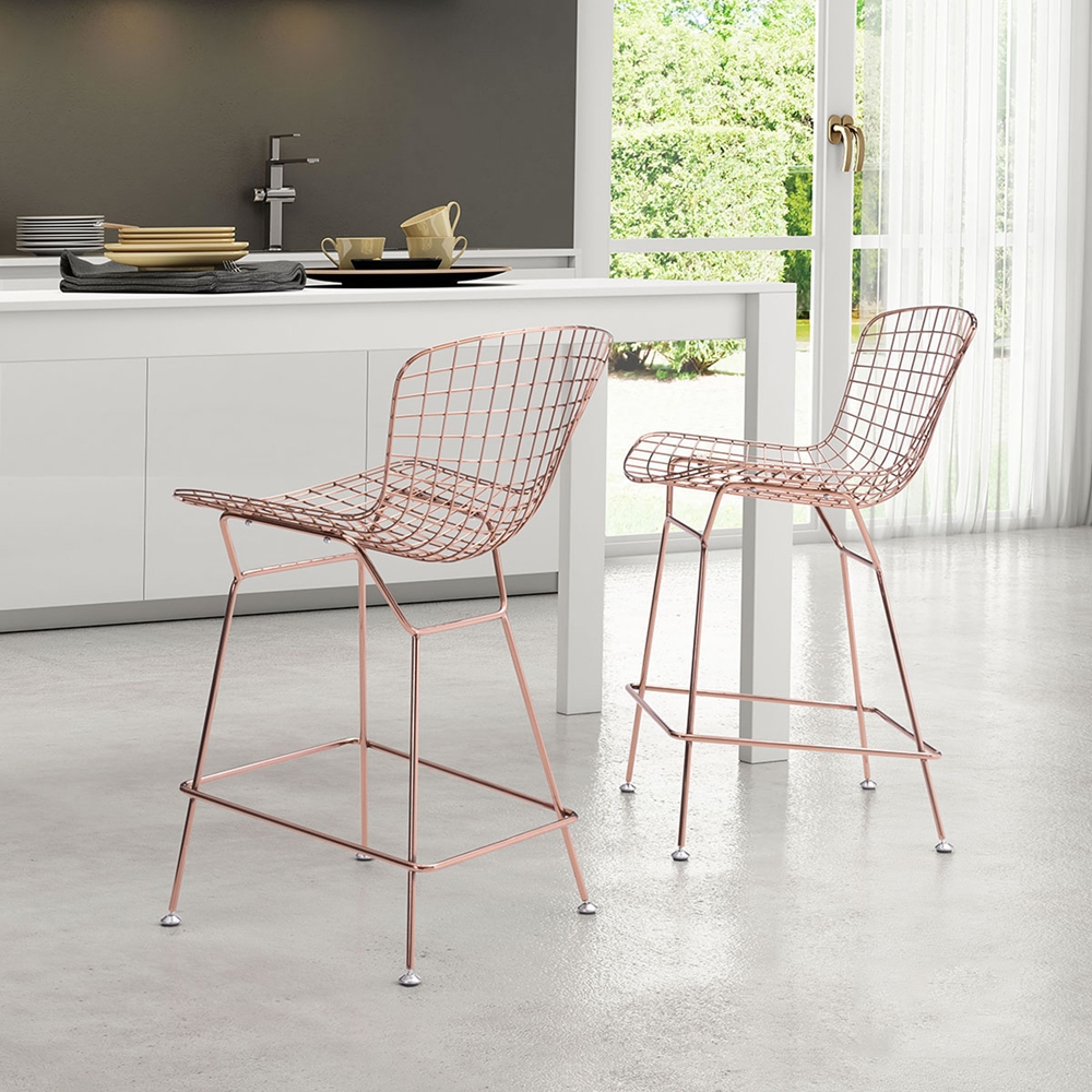 Wire Counter Chair Backless, Rose Gold DCG Stores