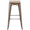 Marius 29" Backless Bar Chair - Steel, Wood, Faux Rust - ZM-106107
