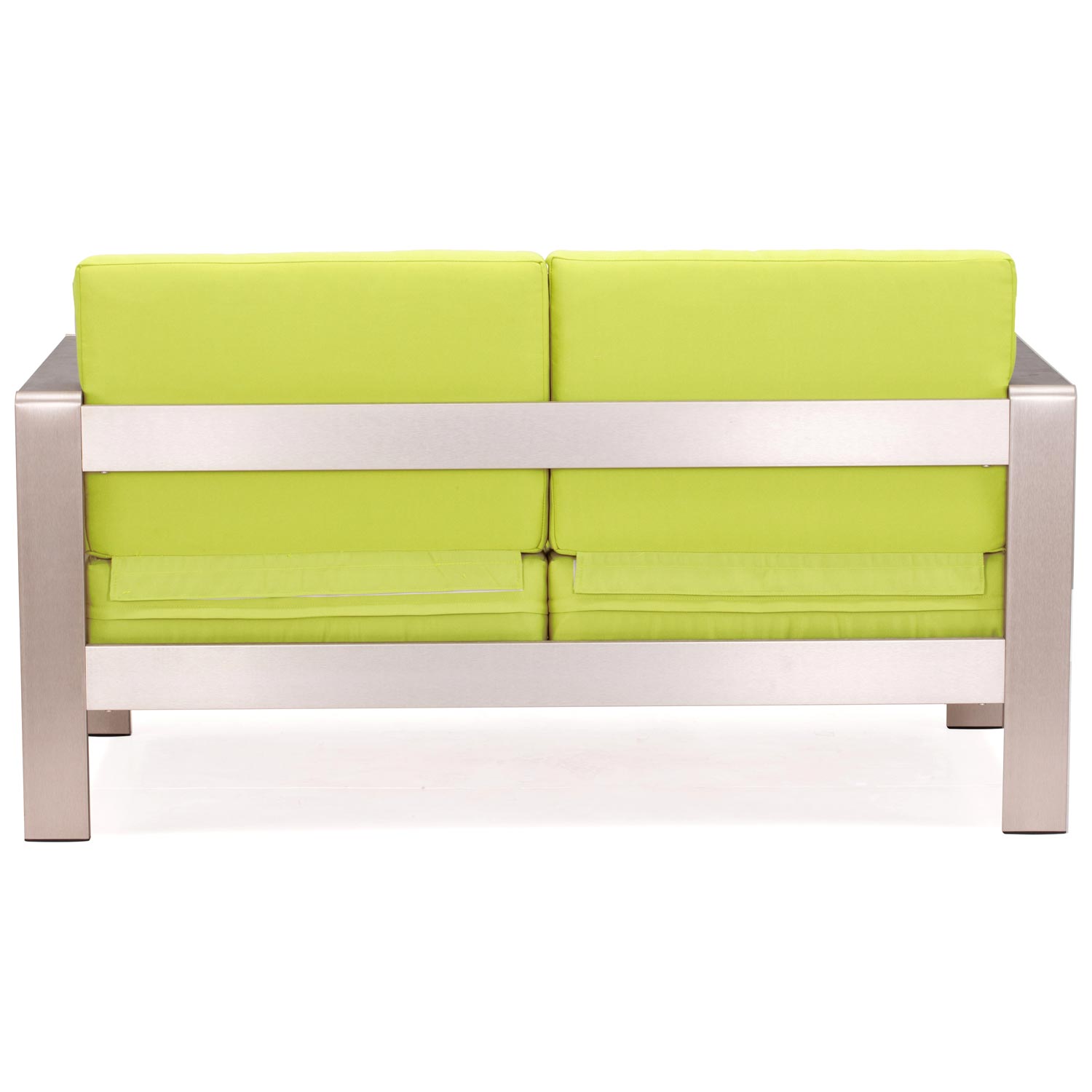 Cosmopolitan Patio Sofa - Brushed Aluminum, Teak, Green | DCG Stores