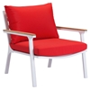 Maya Beach Arm Chair - Red Fabric, Natural and White Finish - ZM-703574