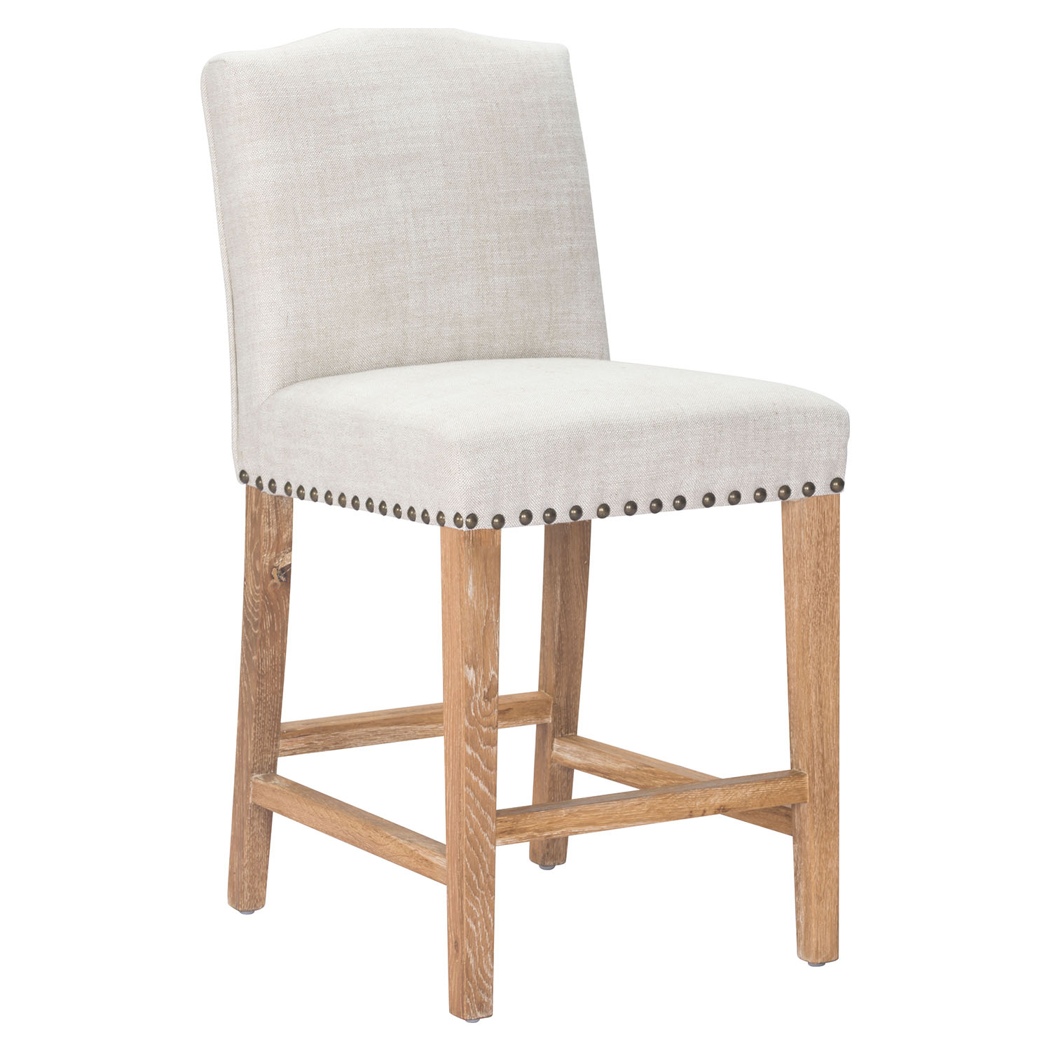 Pasadena Counter Chair - Nailheads, Beige | DCG Stores